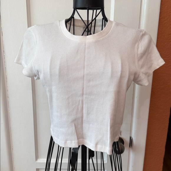TNA Tops - TNA White Fitted Crop T-Shirt Short Sleeve-Sz M